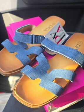 Diva Denim-Style Blue Women’s Slide Sandals